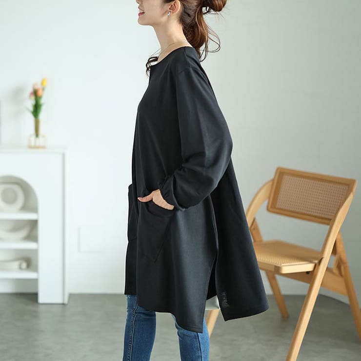 キーネックイレヘムチュニック