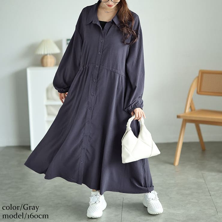 大きいサイズレディース ワンピース 楊柳ウエストドロストシャツワンピース | GOLDJAPAN　大きいサイズ専門店 | 詳細画像10 