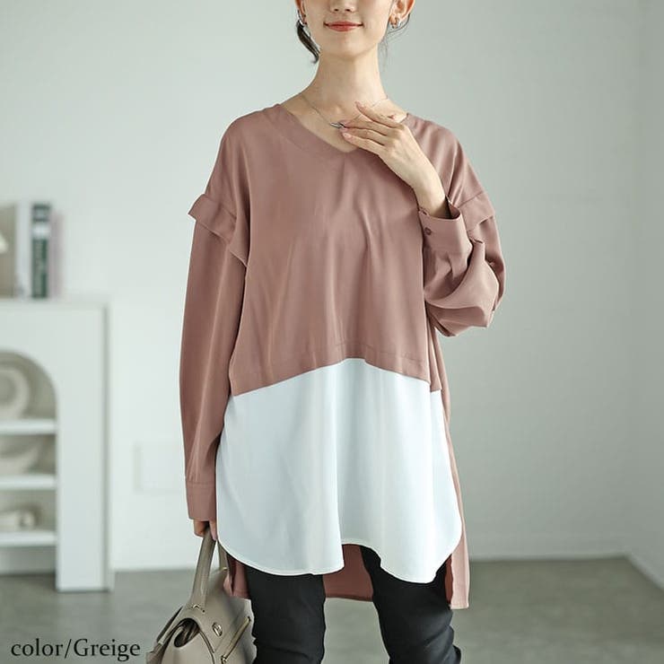 大きいサイズレディース チュニック フェイクレイヤード肩デザインチュニック | GOLDJAPAN　大きいサイズ専門店 | 詳細画像10 