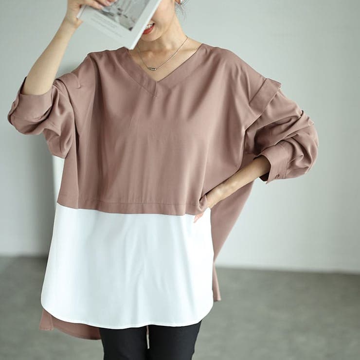 大きいサイズレディース チュニック フェイクレイヤード肩デザインチュニック | GOLDJAPAN　大きいサイズ専門店 | 詳細画像12 