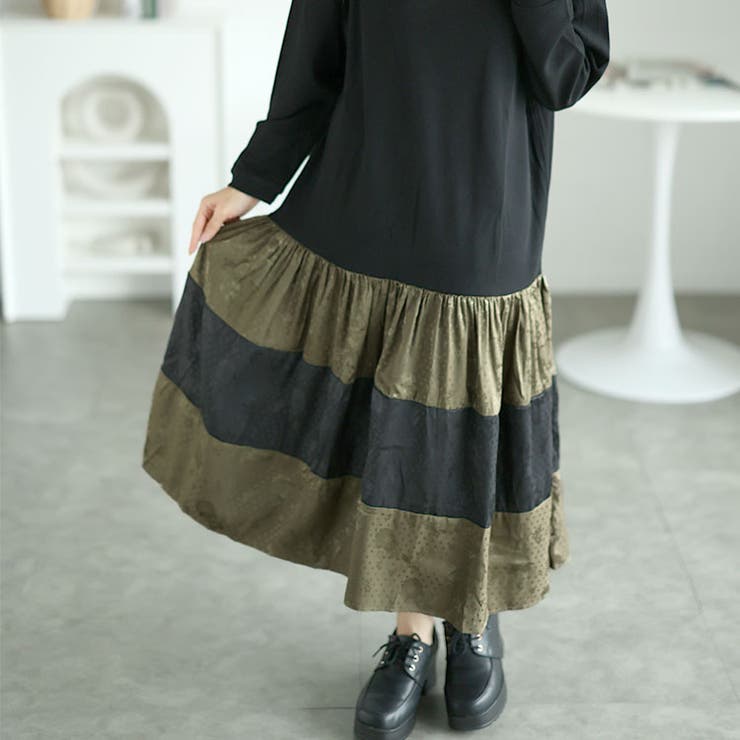 大きいサイズレディース ワンピース 異素材切替えロングワンピース | GOLDJAPAN　大きいサイズ専門店 | 詳細画像12 