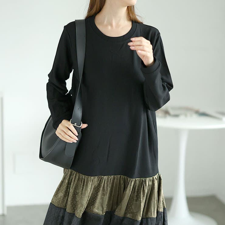 大きいサイズレディース ワンピース 異素材切替えロングワンピース | GOLDJAPAN　大きいサイズ専門店 | 詳細画像13 