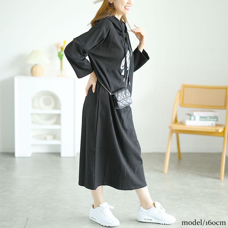 大きいサイズレディース ワンピース スペードワッペン付きパーカーロングワンピース | GOLDJAPAN　大きいサイズ専門店 | 詳細画像9 