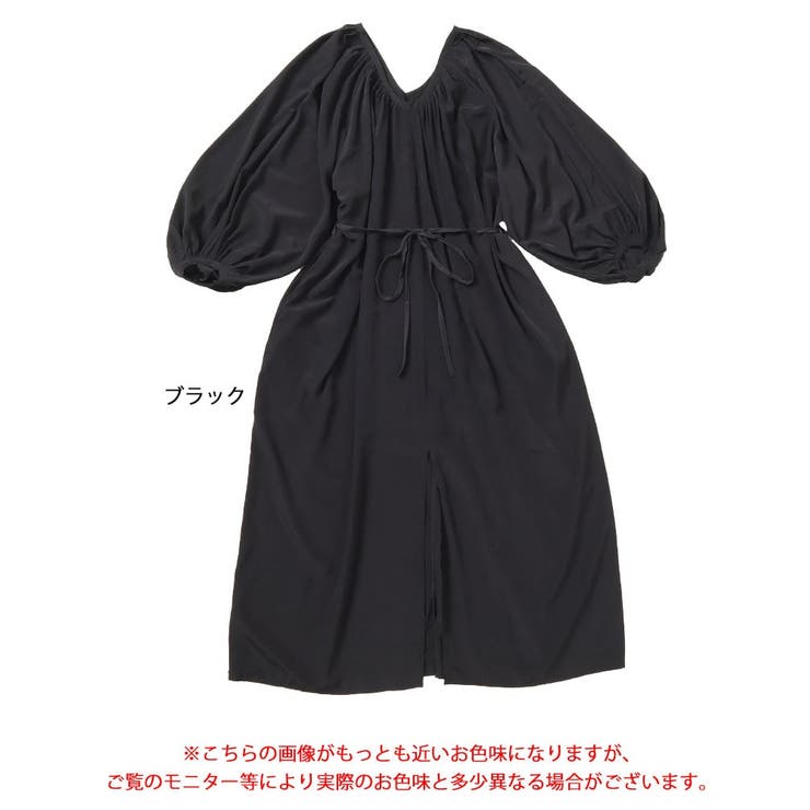 前後2wayバルーン袖Vネックワンピース