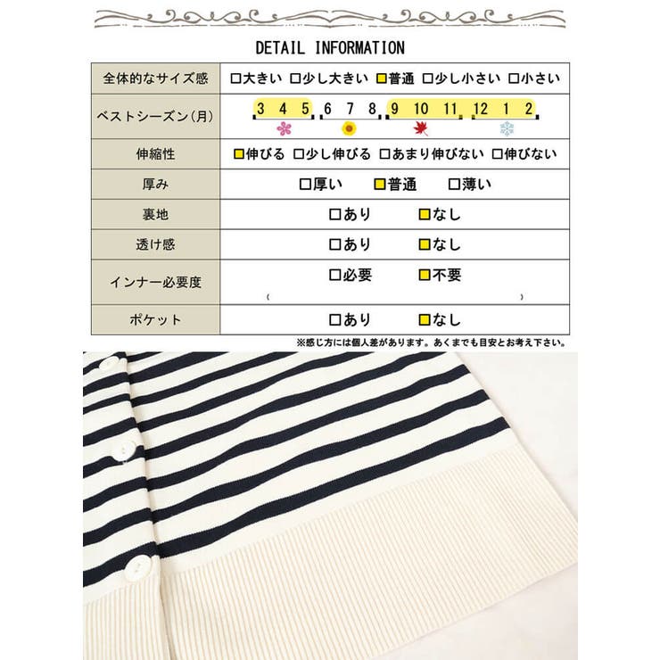 ラウンドネックパネルボーダーカーディガン
