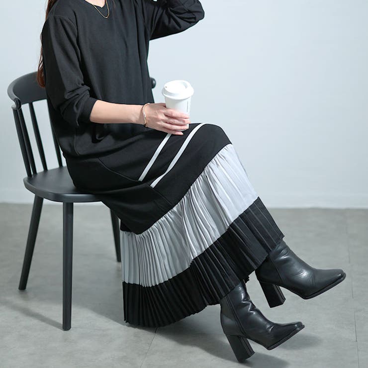 大きいサイズレディース ワンピース 裾プリーツ切替えロングワンピース | GOLDJAPAN　大きいサイズ専門店 | 詳細画像11 