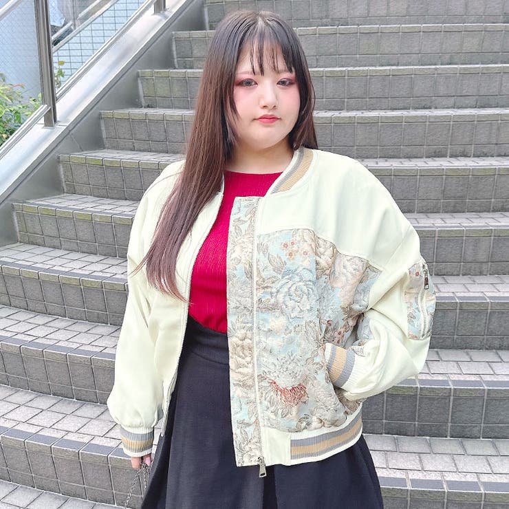 花柄切替えブルゾン