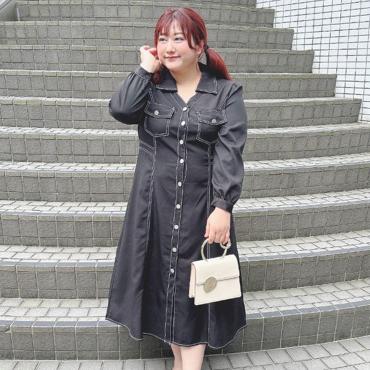 バイカラーロングシャツワンピース