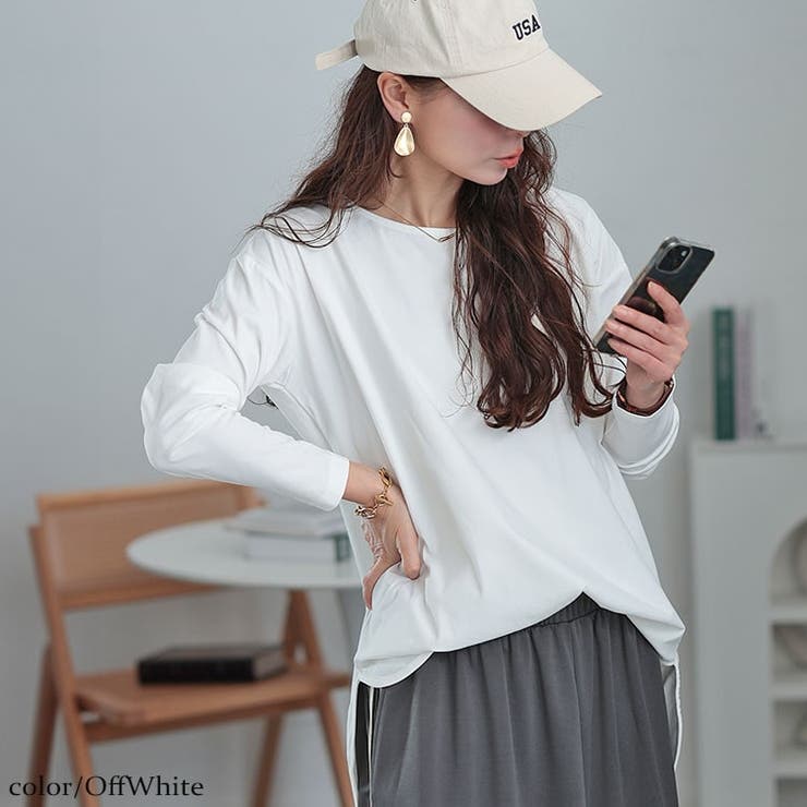 ラウンドヘムロングTシャツ