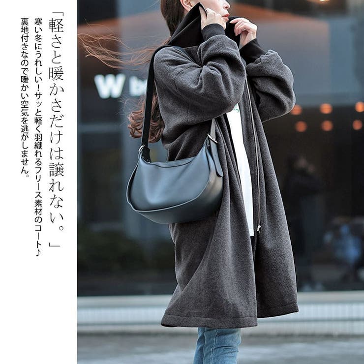 リブハイネックフリースZIPハーフコート