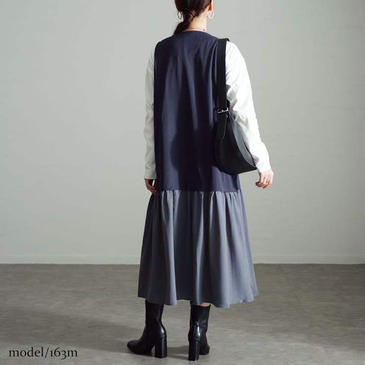 大きいサイズレディース ワンピース ドッキングベストノースリーブワンピース | GOLDJAPAN　大きいサイズ専門店 | 詳細画像10 