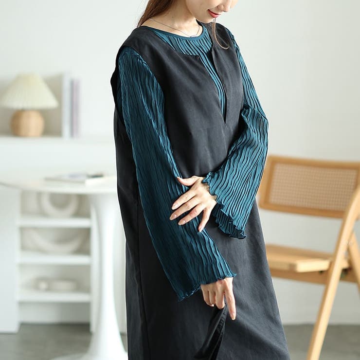 大きいサイズレディース ワンピース 深キーネックジャンパースカート | GOLDJAPAN　大きいサイズ専門店 | 詳細画像7 