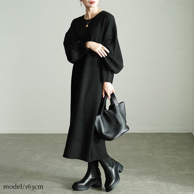 大きいサイズレディース ワンピース ボリュームスリーブニットワンピース | GOLDJAPAN　大きいサイズ専門店 | 詳細画像12 