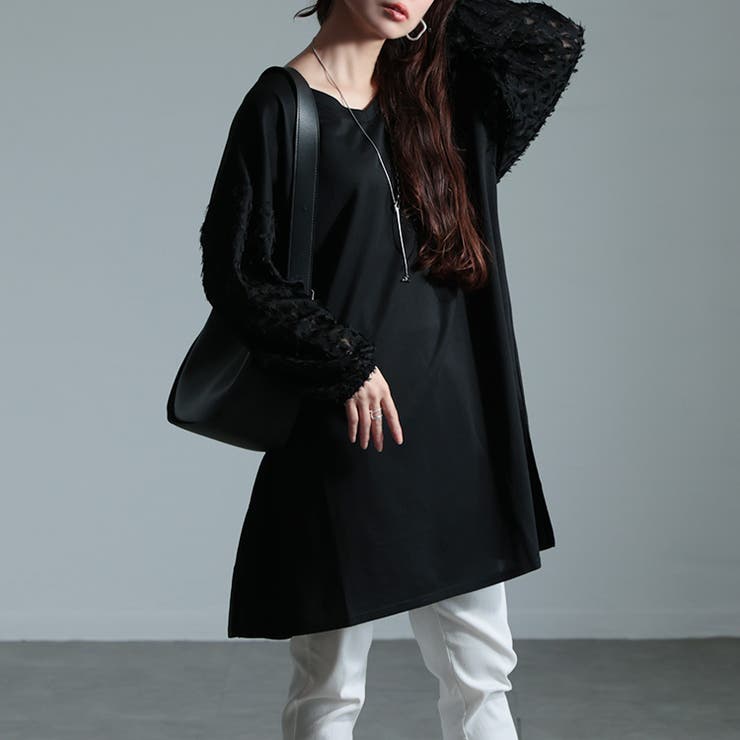 大きいサイズレディース チュニック シアーフェザー袖切り替えチュニック | GOLDJAPAN　大きいサイズ専門店 | 詳細画像7 