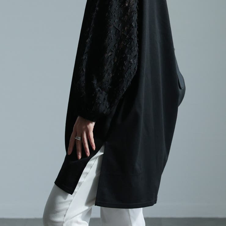 大きいサイズレディース チュニック シアーフェザー袖切り替えチュニック | GOLDJAPAN　大きいサイズ専門店 | 詳細画像12 