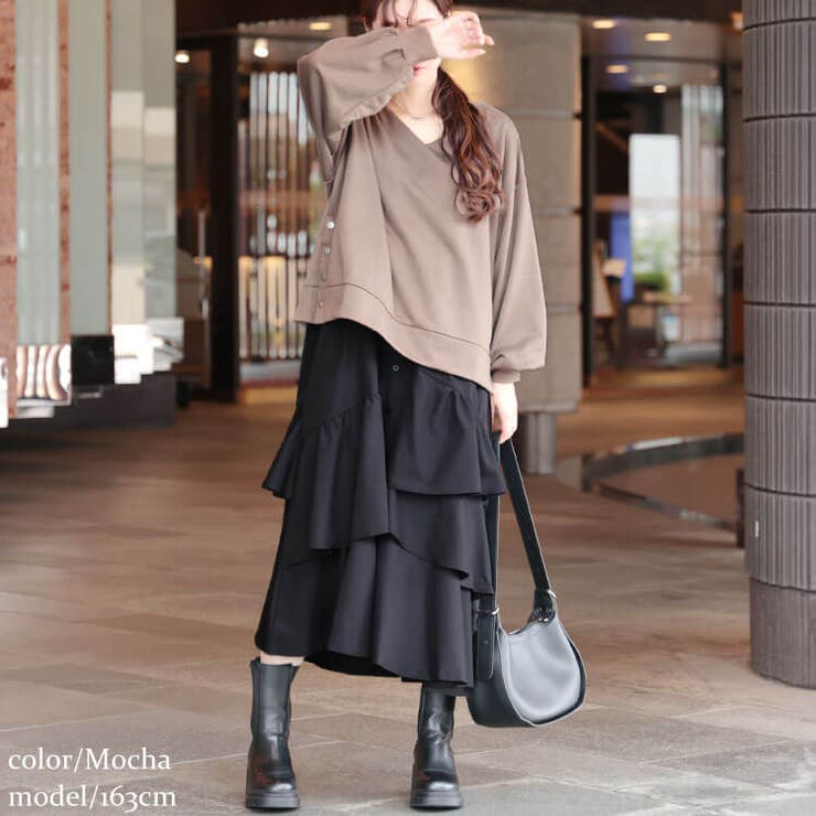 大きいサイズレディース ワンピース アシンメトリーフリルドッキングワンピース | GOLDJAPAN　大きいサイズ専門店 | 詳細画像6 