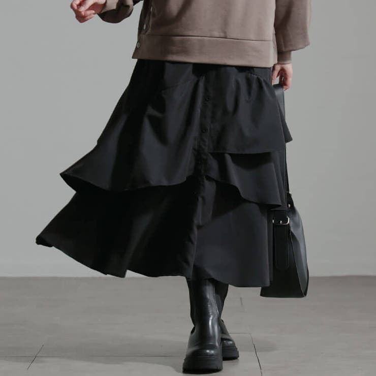 大きいサイズレディース ワンピース アシンメトリーフリルドッキングワンピース | GOLDJAPAN　大きいサイズ専門店 | 詳細画像8 