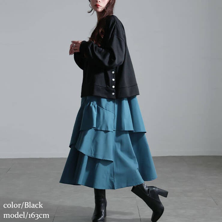 大きいサイズレディース ワンピース アシンメトリーフリルドッキングワンピース | GOLDJAPAN　大きいサイズ専門店 | 詳細画像9 