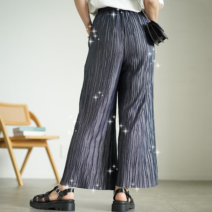 ウェーブタックラメワイドパンツ