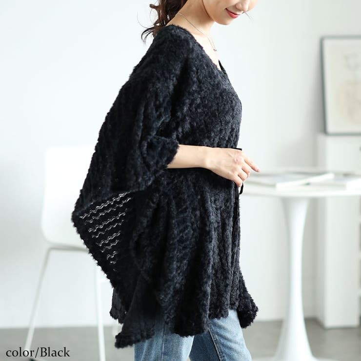 大きいサイズレディース チュニック ドロストポンチョ風ニットチュニック | GOLDJAPAN　大きいサイズ専門店 | 詳細画像8 