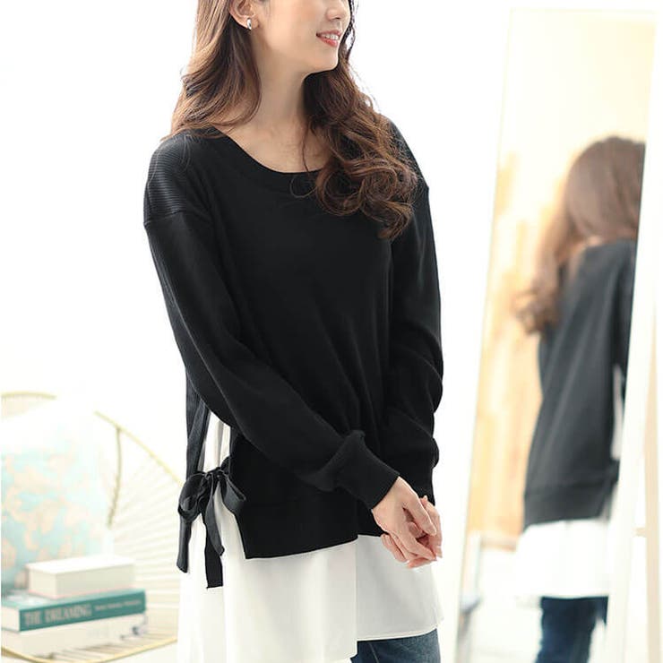 大きいサイズレディース チュニック サイドリボンフェイクレイヤードチュニック | GOLDJAPAN　大きいサイズ専門店 | 詳細画像10 