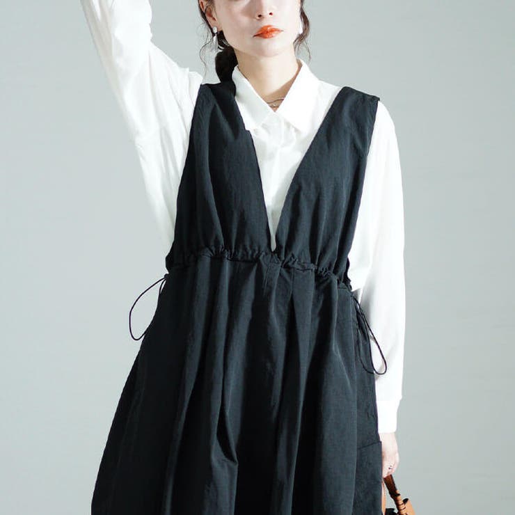 大きいサイズレディース ワンピース 深Vネックバックベルトジャンパースカート | GOLDJAPAN　大きいサイズ専門店 | 詳細画像13 