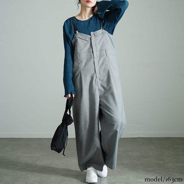 サスペンダー付きグレンチェックサロペット