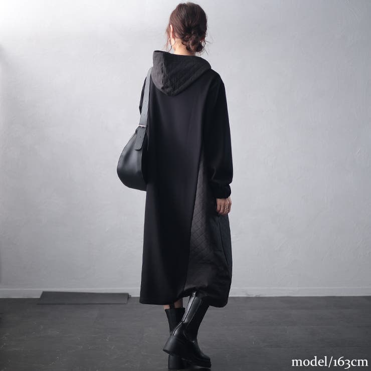 大きいサイズレディース ワンピース キルト配色ビッグポケットフーディーワンピース | GOLDJAPAN　大きいサイズ専門店 | 詳細画像9 