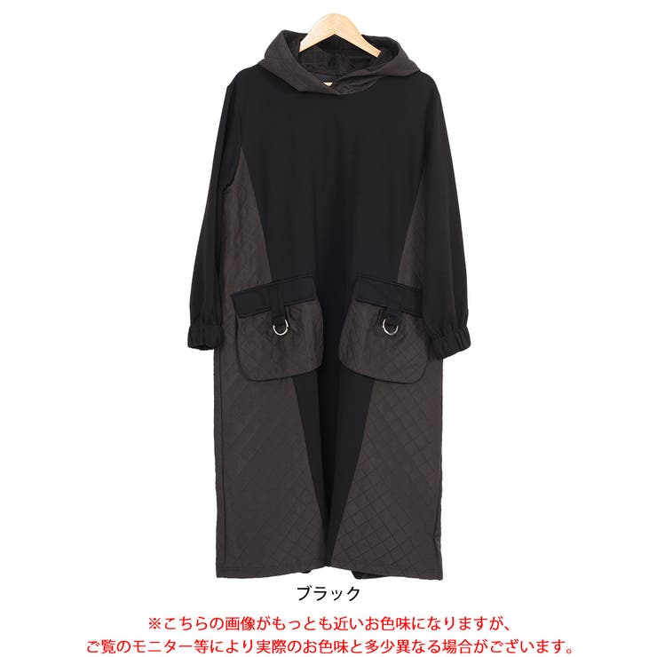 大きいサイズレディース ワンピース キルト配色ビッグポケットフーディーワンピース | GOLDJAPAN　大きいサイズ専門店 | 詳細画像16 