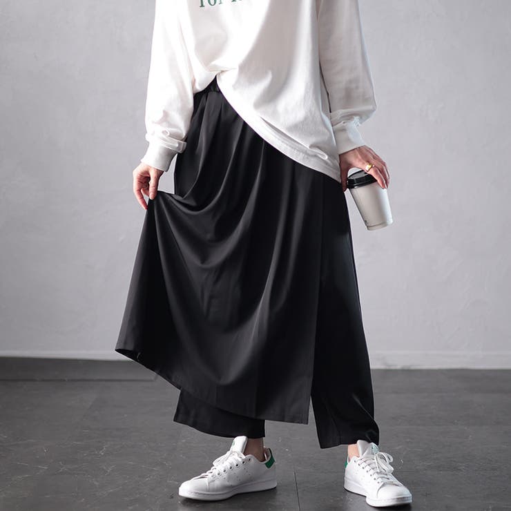 タックフレアレイヤードサルエルパンツ
