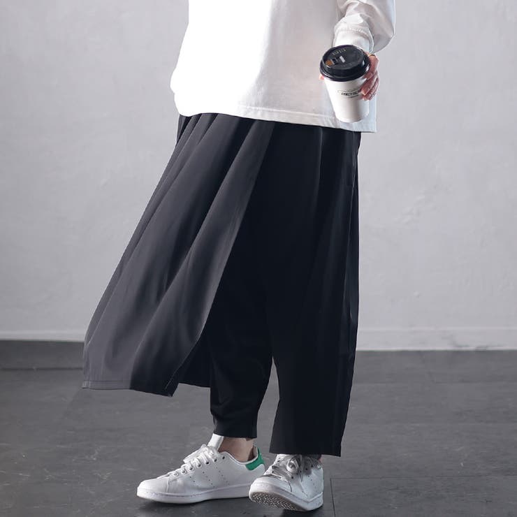 タックフレアレイヤードサルエルパンツ