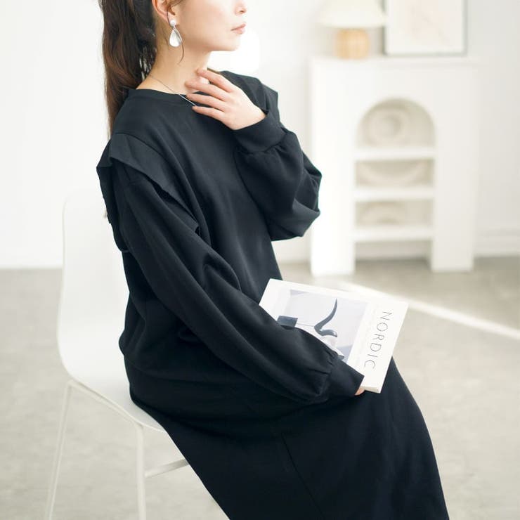 大きいサイズレディース ワンピース 肩フリルスウェットワンピース | GOLDJAPAN　大きいサイズ専門店 | 詳細画像5 