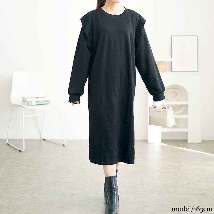 大きいサイズレディース ワンピース 肩フリルスウェットワンピース | GOLDJAPAN　大きいサイズ専門店 | 詳細画像8 