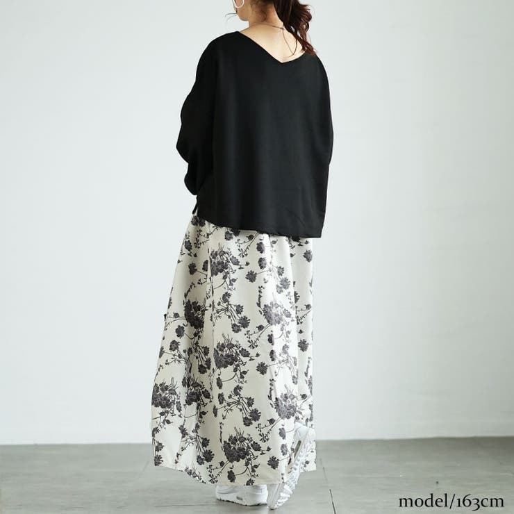 大きいサイズレディース ワンピース ブーケ柄Vネックドッキング