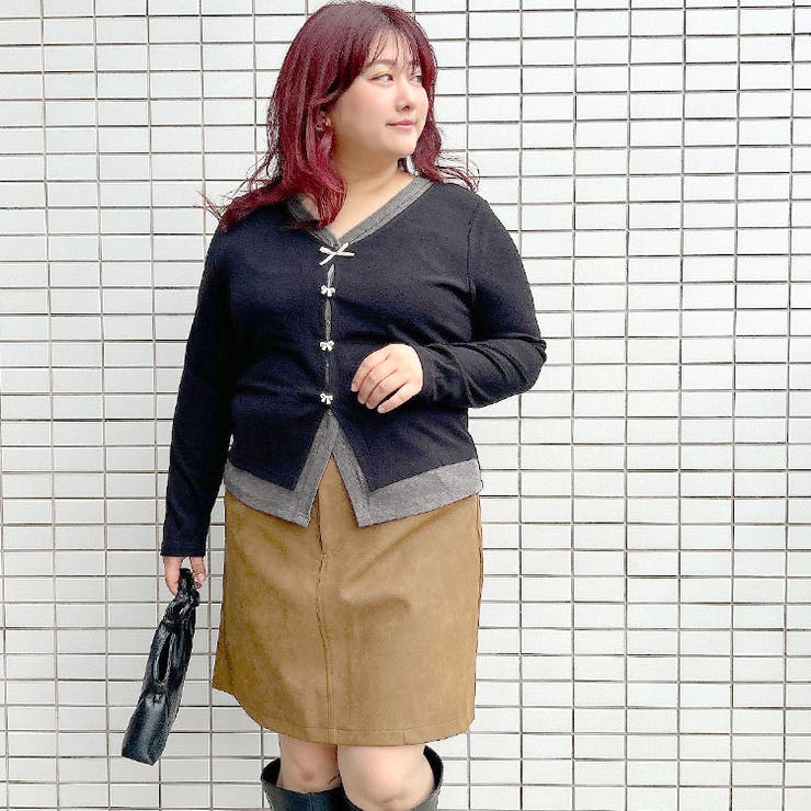 カーディガン重ね着風トップス