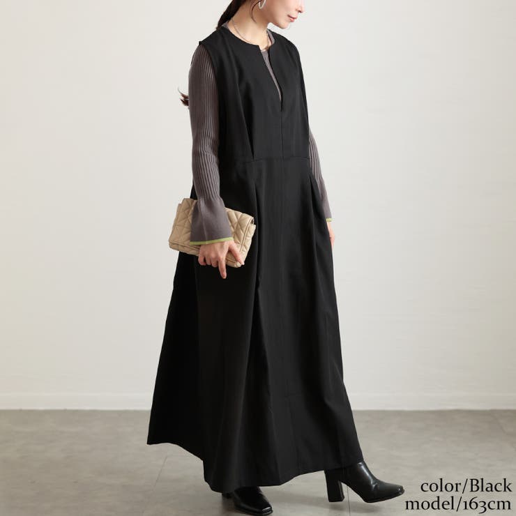 大きいサイズレディース ワンピース ウエストタックフレアジャンパースカート | GOLDJAPAN　大きいサイズ専門店 | 詳細画像7 