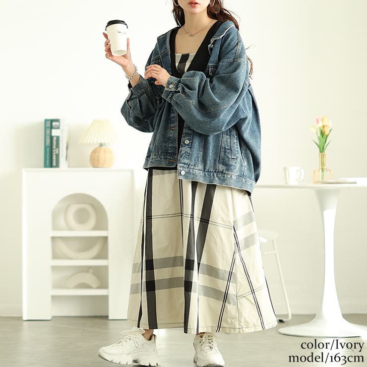 大きいサイズレディース ワンピース フェイクレイヤードチェック柄ワンピース | GOLDJAPAN　大きいサイズ専門店 | 詳細画像11 