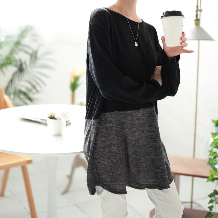 大きいサイズレディース チュニック 胸ポケットバイカラー切り替えプルオーバー | GOLDJAPAN　大きいサイズ専門店 | 詳細画像7 