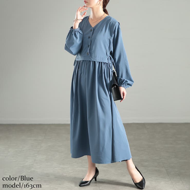 大きいサイズレディース ワンピース サイドリボンベストドッキングワンピース | GOLDJAPAN　大きいサイズ専門店 | 詳細画像6 