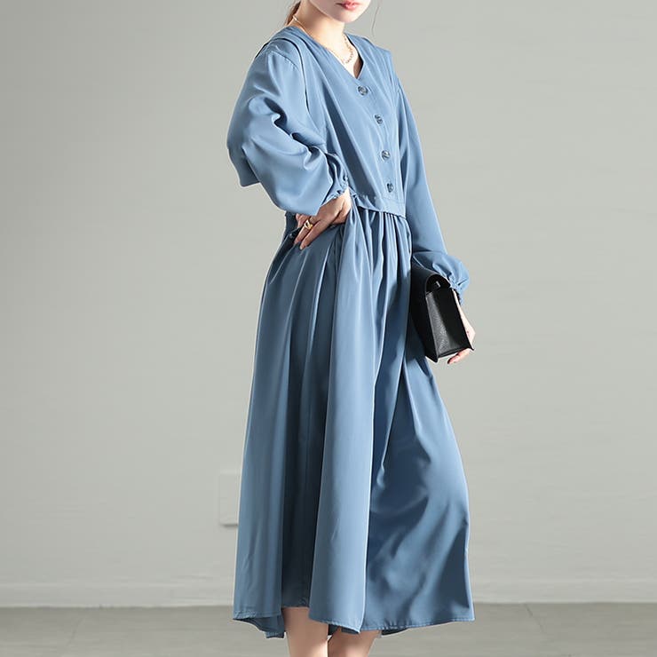 大きいサイズレディース ワンピース サイドリボンベストドッキングワンピース | GOLDJAPAN　大きいサイズ専門店 | 詳細画像12 