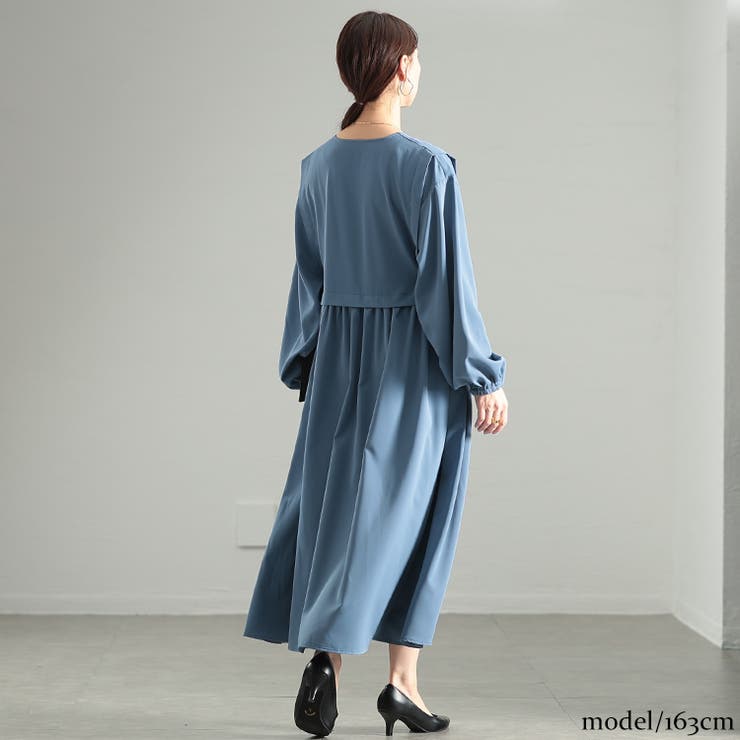 大きいサイズレディース ワンピース サイドリボンベストドッキングワンピース | GOLDJAPAN　大きいサイズ専門店 | 詳細画像13 