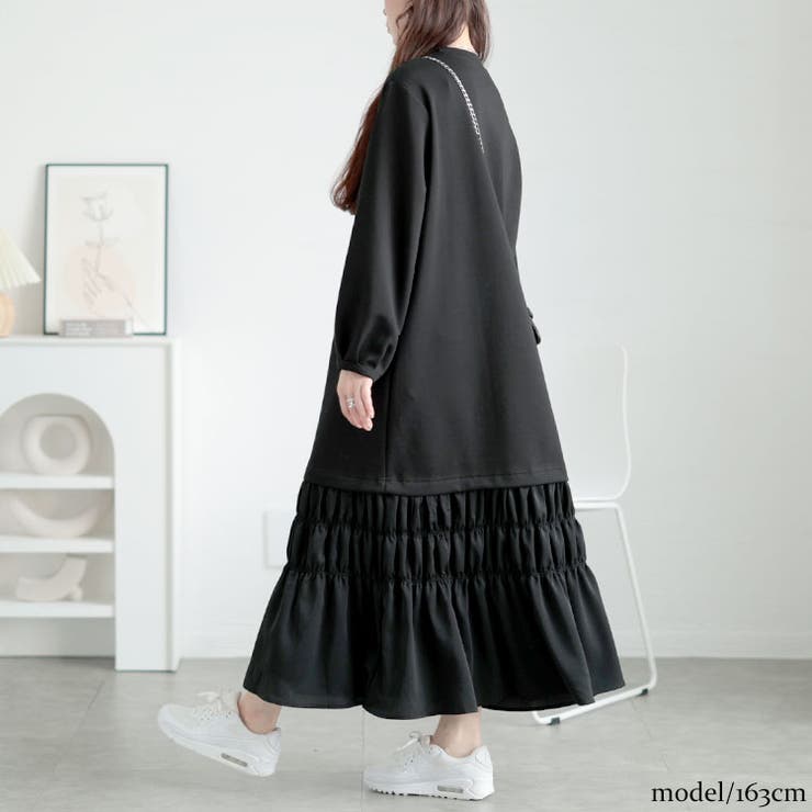 大きいサイズレディース ワンピース 裾ティアードスウェットワンピース | GOLDJAPAN　大きいサイズ専門店 | 詳細画像10 