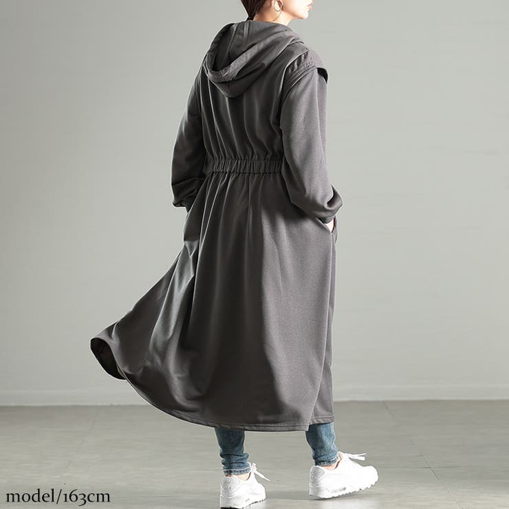 大きいサイズレディース ワンピース ウエストギャザーZIPパーカーワンピース | GOLDJAPAN　大きいサイズ専門店 | 詳細画像13 