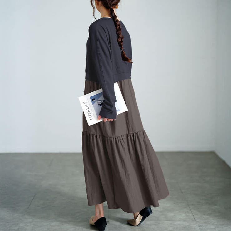 大きいサイズレディース ワンピース ハートネック切り替えティアードワンピース | GOLDJAPAN　大きいサイズ専門店 | 詳細画像8 