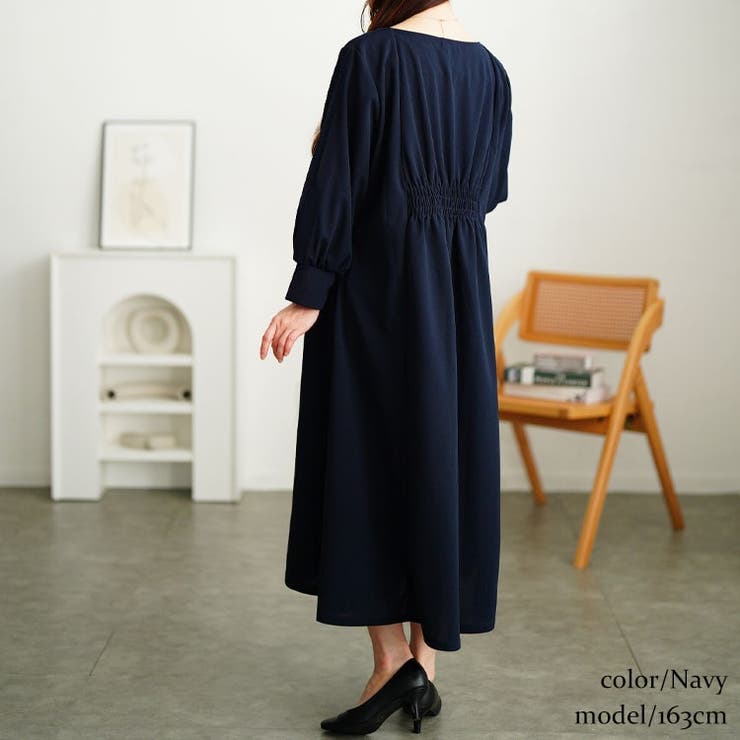 大きいサイズレディース ワンピース 胸元タックパール付きフレアワンピース | GOLDJAPAN　大きいサイズ専門店 | 詳細画像9 