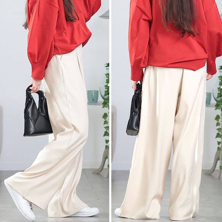 エステルツイルセンタータックワイドパンツ