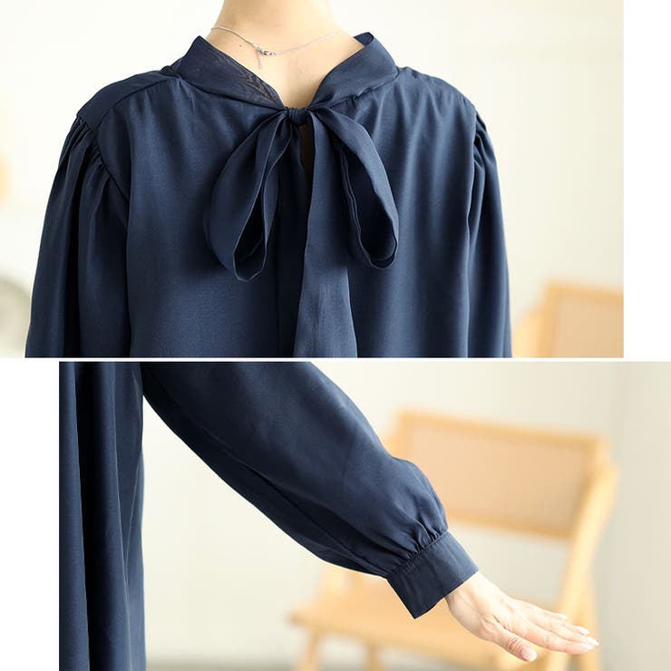 大きいサイズレディース チュニック バックリボンオーガンジーチュニック | GOLDJAPAN　大きいサイズ専門店 | 詳細画像6 