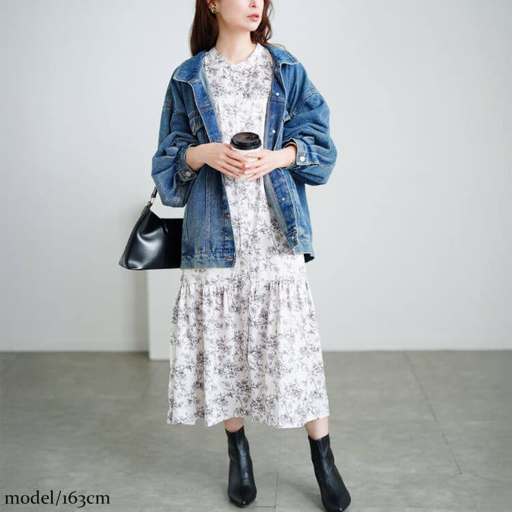 大きいサイズレディース ワンピース モノトーンプリントティアードワンピース | GOLDJAPAN　大きいサイズ専門店 | 詳細画像7 