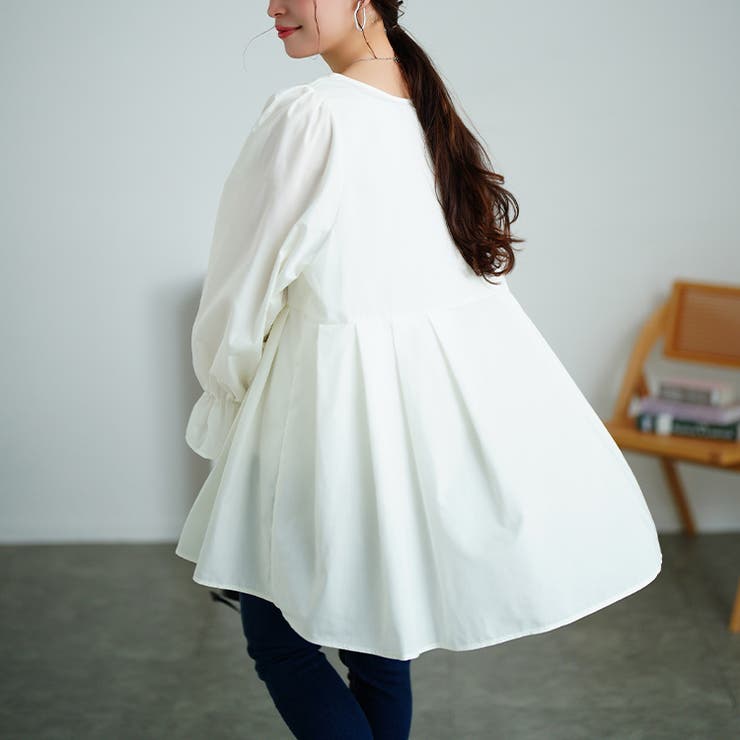 大きいサイズレディース チュニック キャンディスリーブタック切り替えチュニック | GOLDJAPAN　大きいサイズ専門店 | 詳細画像13 