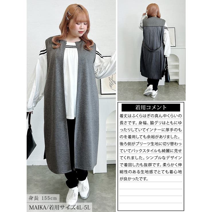 バックプリーツロングジレ